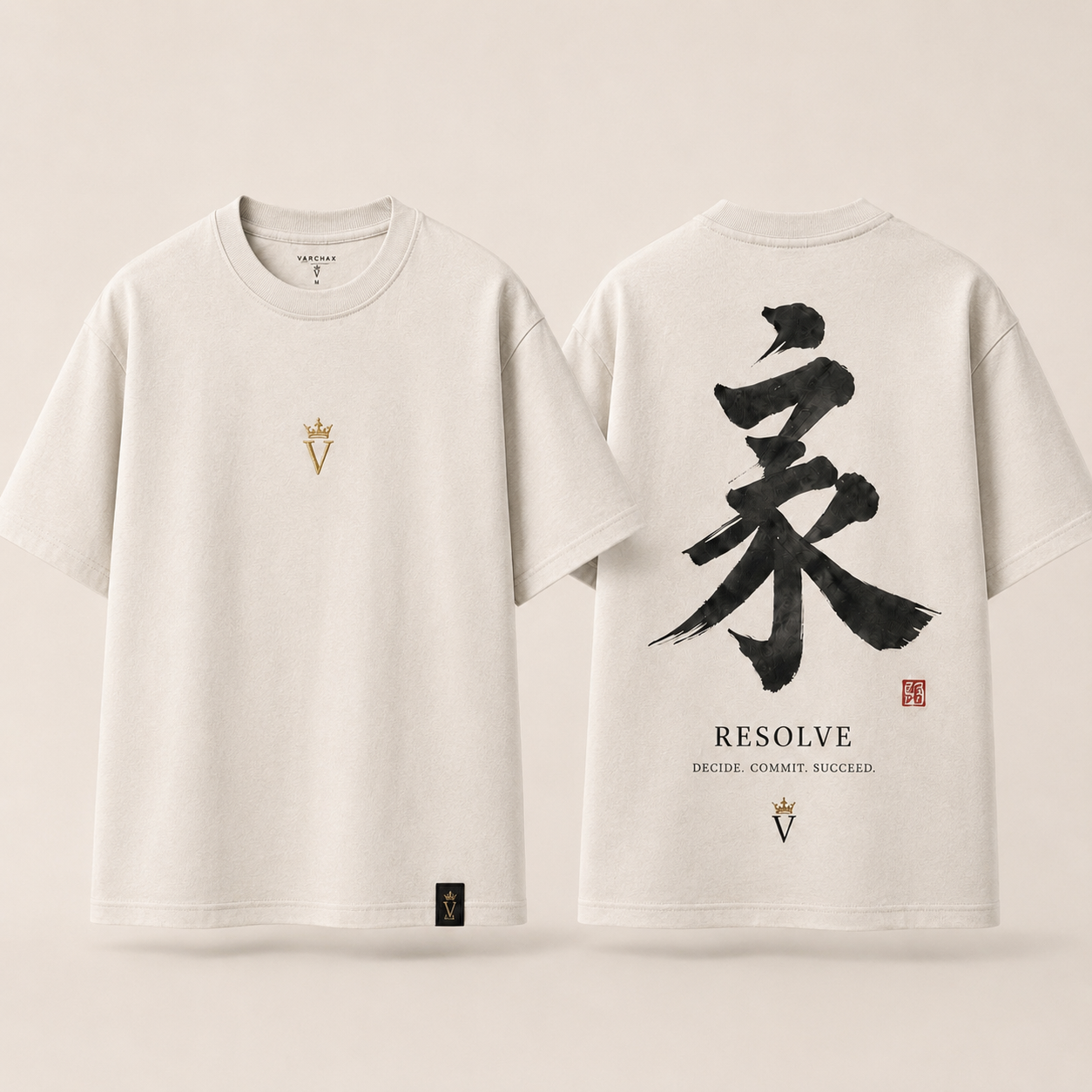 Resolve Tee — Bone Ivory, front and back